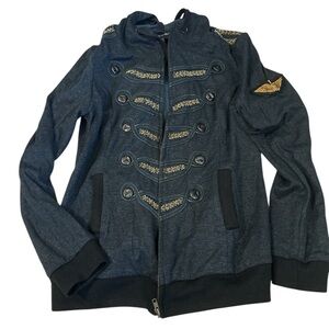 Miss Me military style embellished metallic knit jacket
